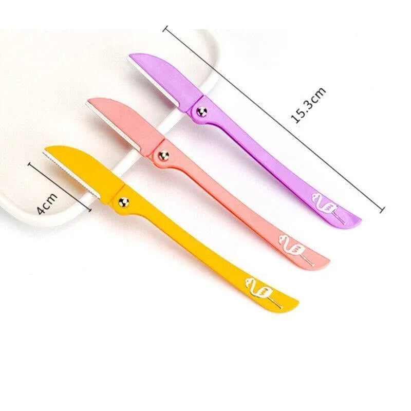 3PCS Folding Eyebrow Razor Facial Hair Trimmer for Women with Protective Guard