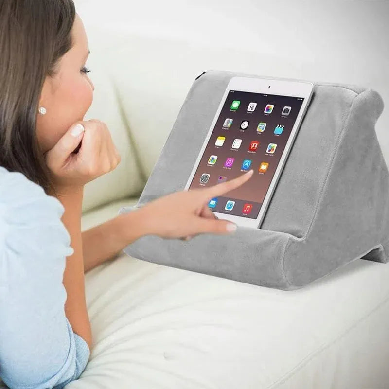 Tablet Pillow Stands For iPad Book Reader Holder Rest Laps Reading Cushion - Grey
