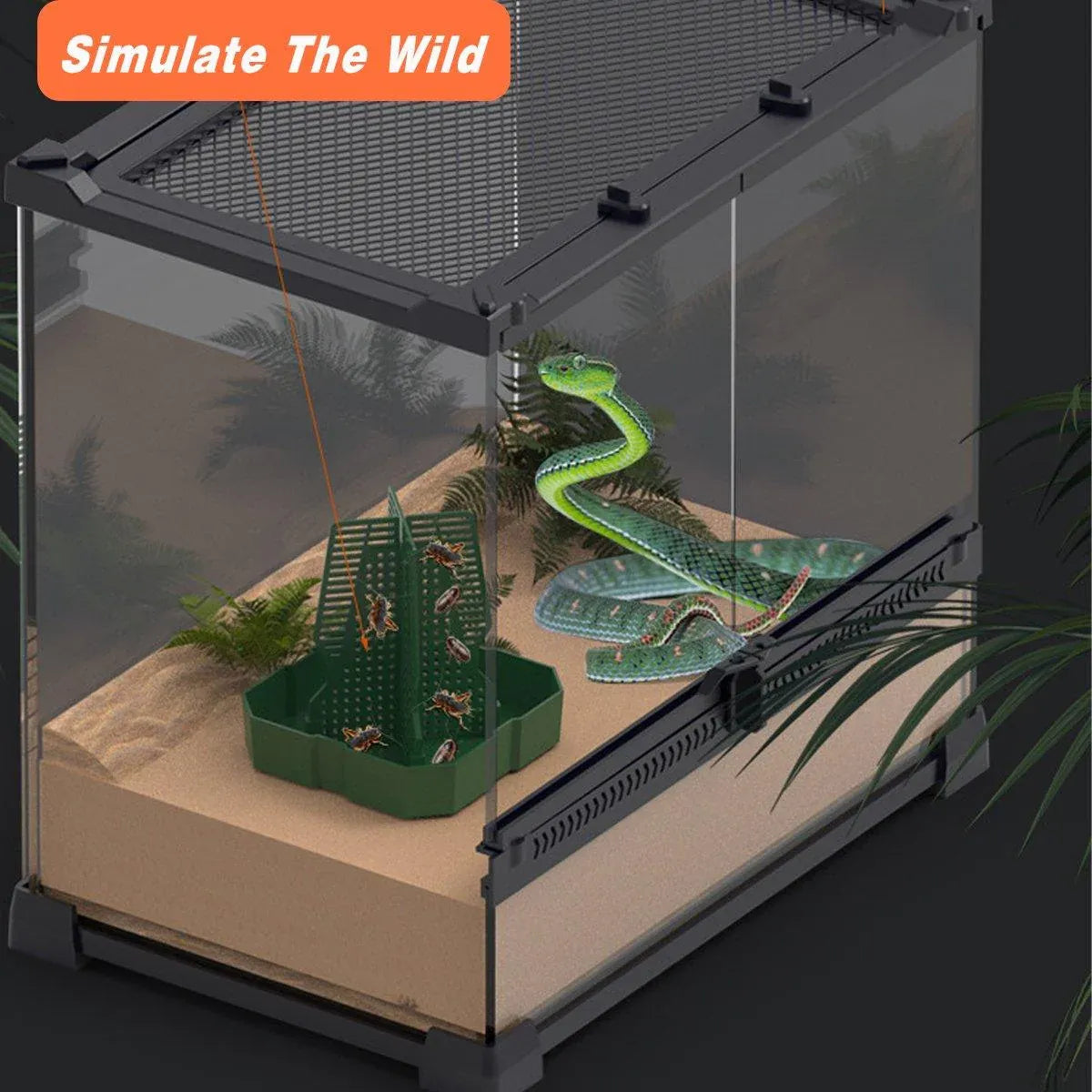 Raised ABS Reptile Live-Feed Bowl - Green, Small
