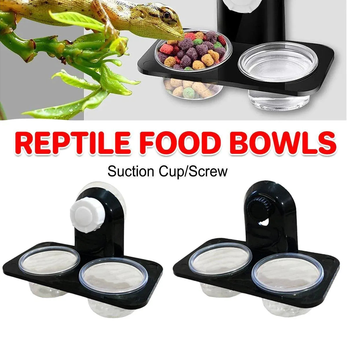 Dual Reptile Food & Water Cups - Suction Mount