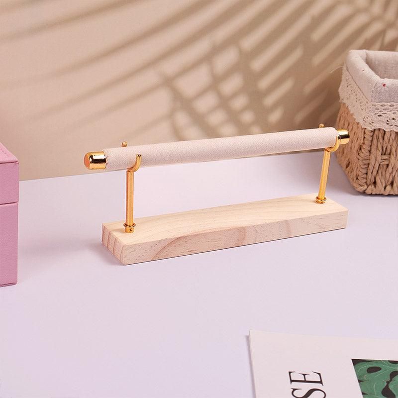 Simple Wooden Jewellery Organizer Rack Ring Display Stand for Rings Earrings - Double