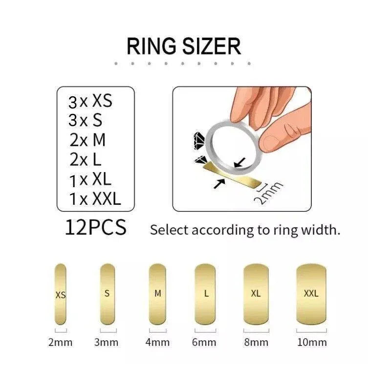 12PCS Ring Size Adjuster Set Invisible Plastic Resizer for Loose Rings Comfort Fit