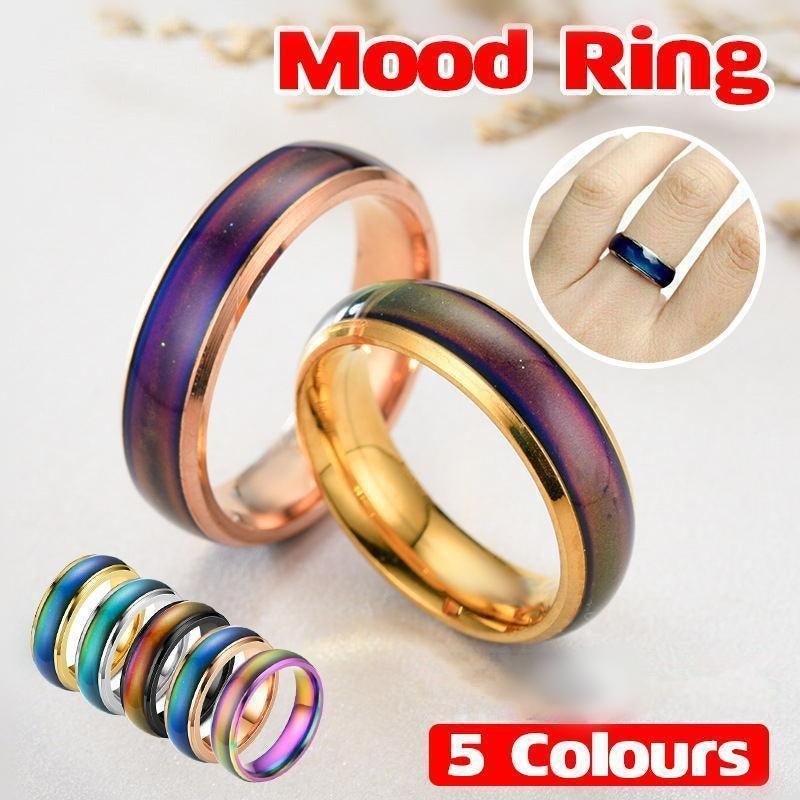 Mood Colour Changing Ring Temperature Sensitive Stainless Steel US Size 6 - Colourful