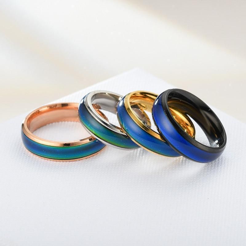 Mood Colour Changing Ring Temperature Sensitive Stainless Steel US Size 10 - Rose Gold