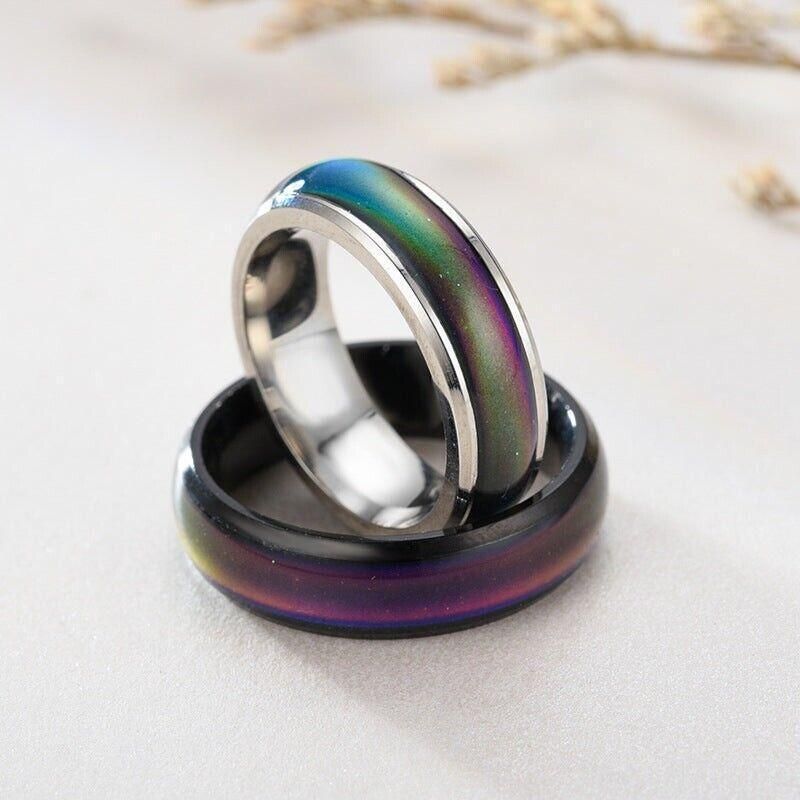 Mood Colour Changing Ring Temperature Sensitive Stainless Steel US Size 10 - Rose Gold