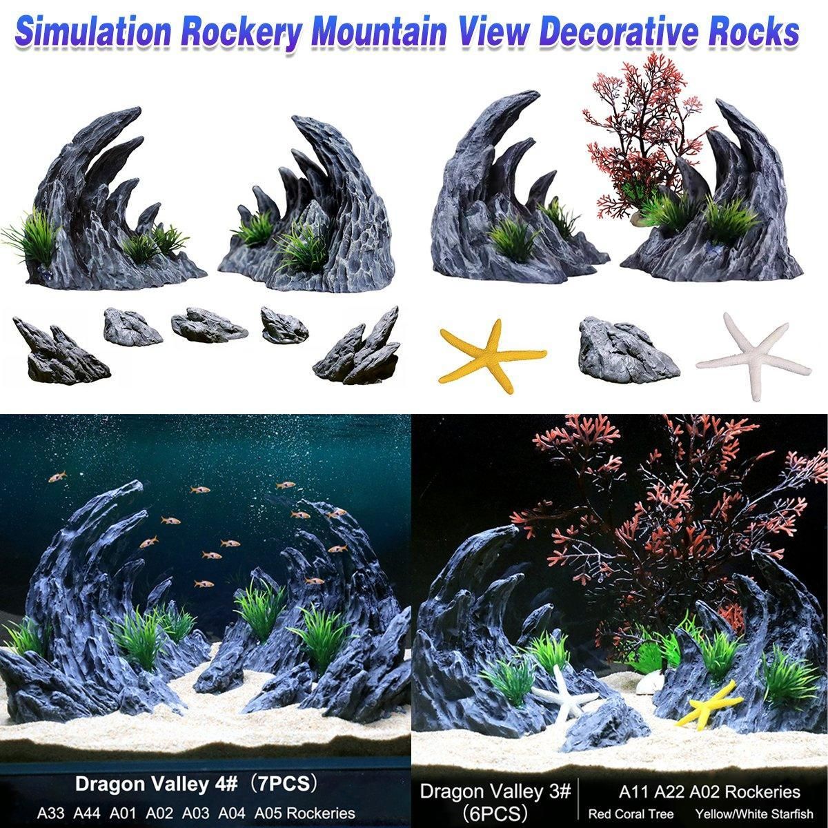 Aquarium Resin Dragon Stone Rock Decorative Ornaments Fish Tank Landscape - Dragon Valley 4#（7PCS） - product photo 2 of 13