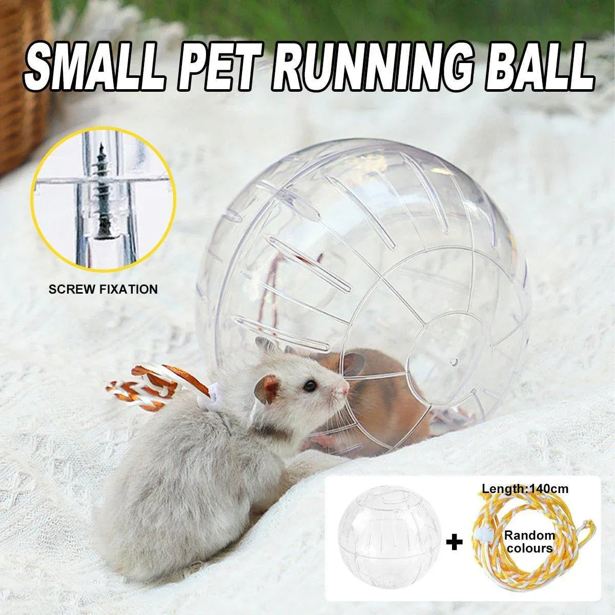 Plastic Small-Animal Exercise Ball with Leash - 18 cm