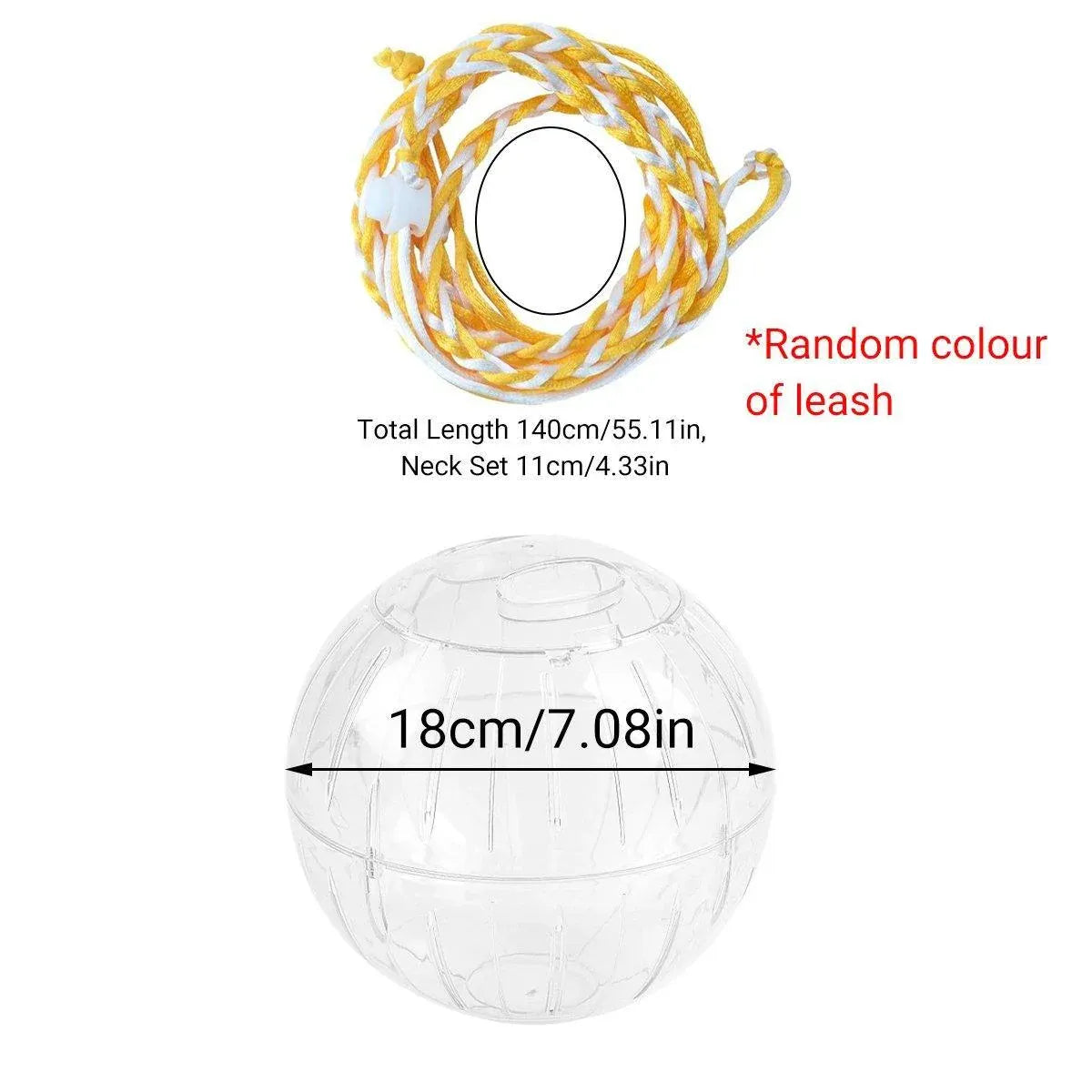 Plastic Small-Animal Exercise Ball with Leash - 18 cm
