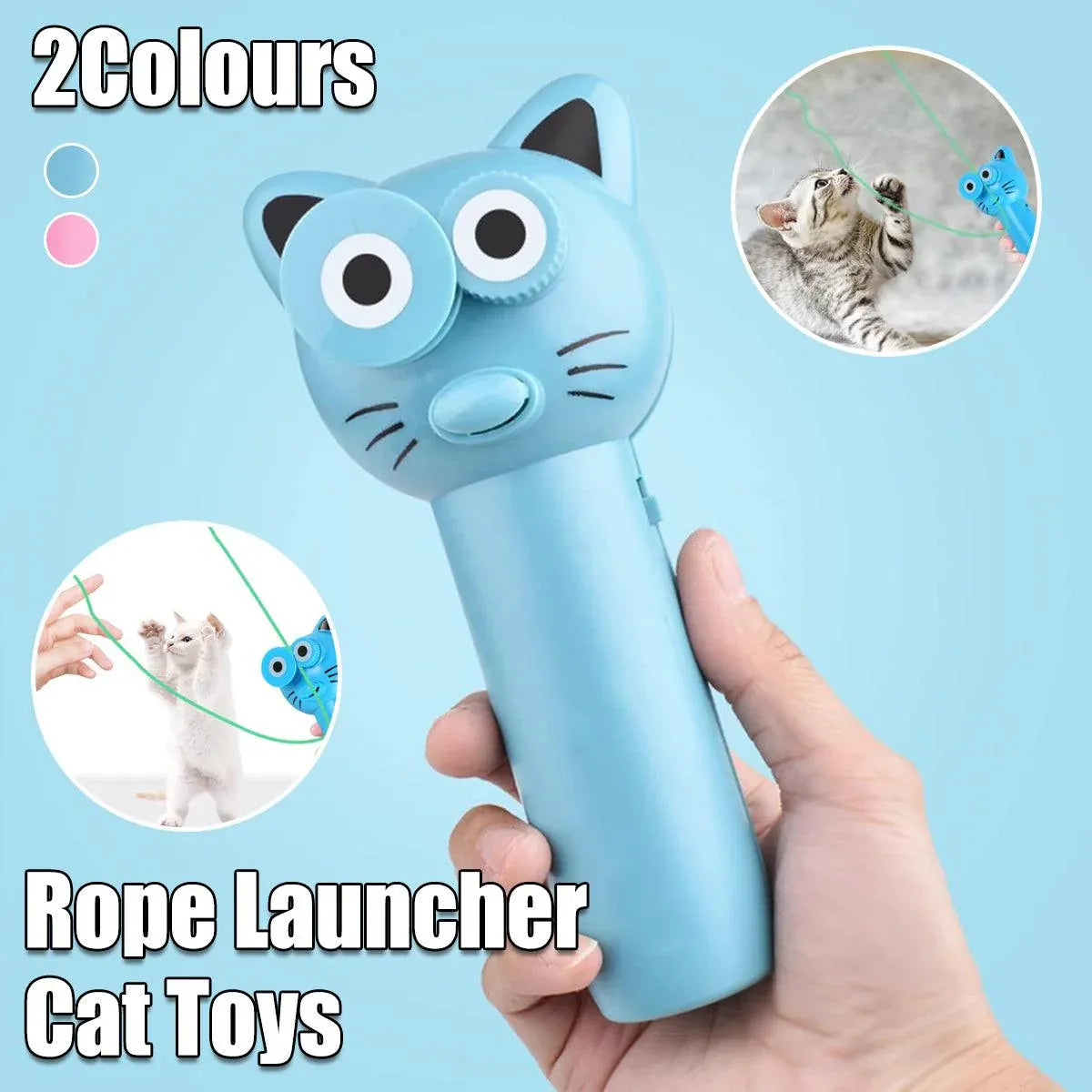 Battery-Powered Cat Rope Launcher Toy - Pink
