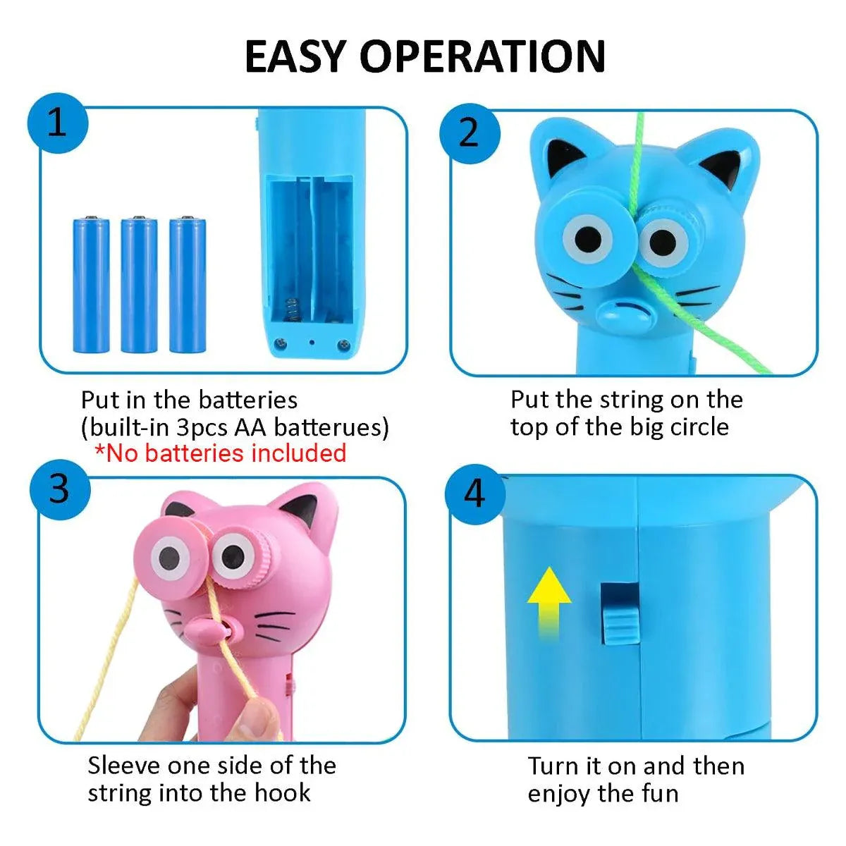 Battery-Powered Cat Rope Launcher Toy - Pink