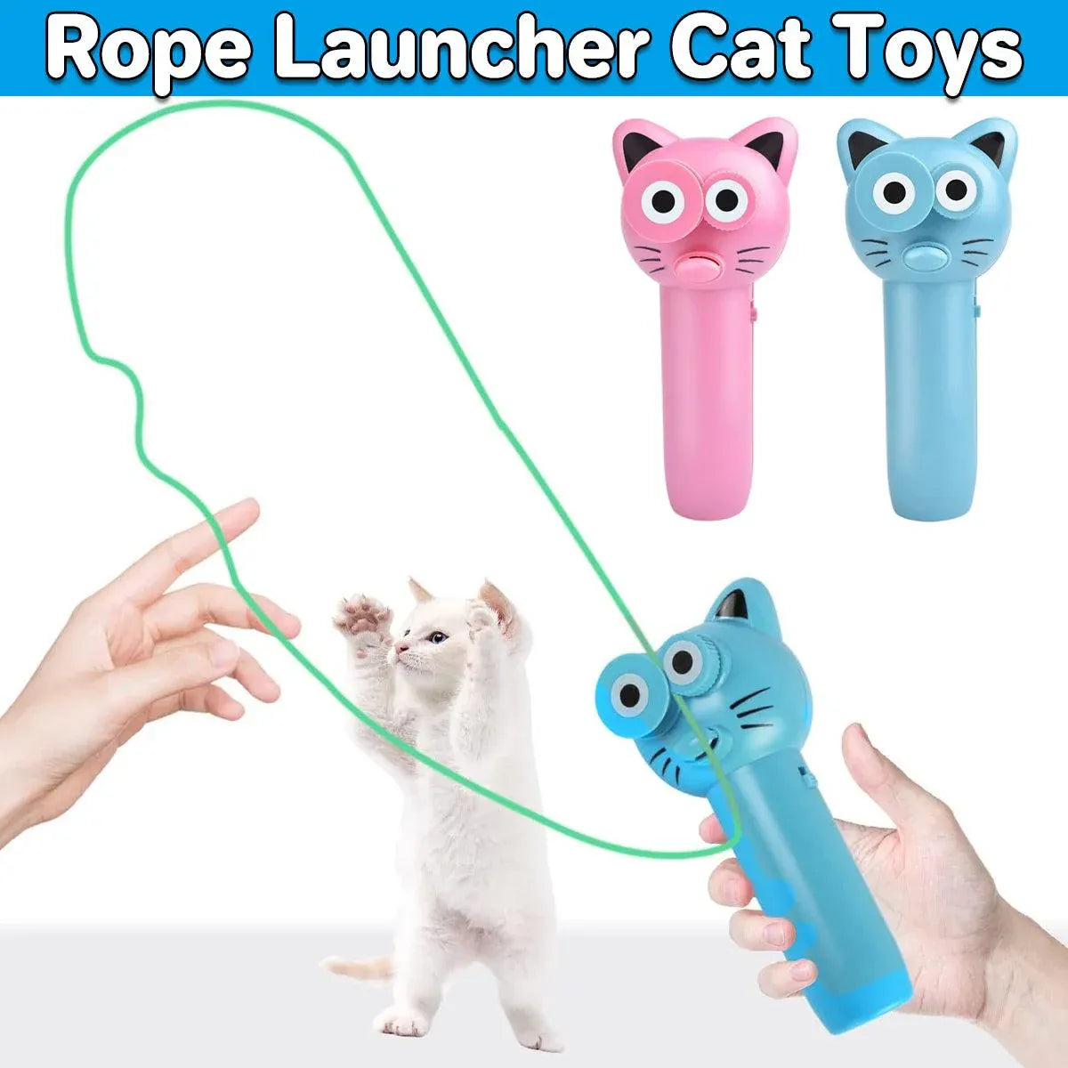 Battery-Powered Cat Rope Launcher Toy - Pink