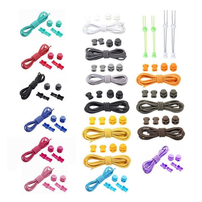 No Tie Elastic Shoelaces with Toggle Locks for Sneakers Running Walking Shoes - Black