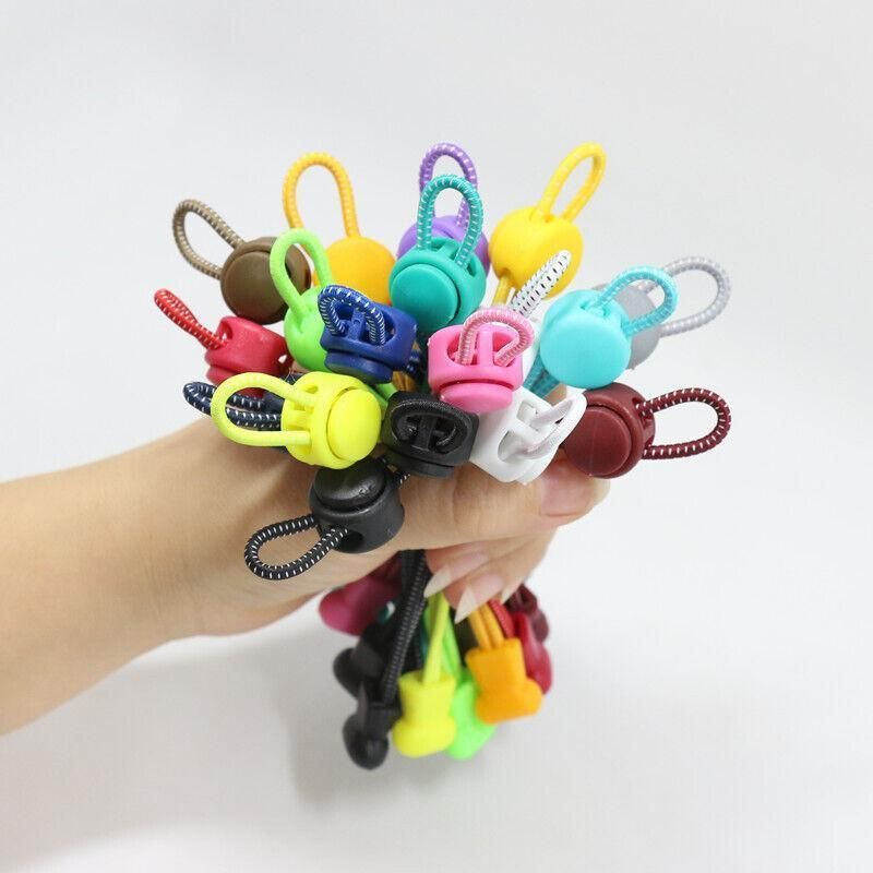 No Tie Elastic Shoelaces with Toggle Locks for Sneakers Running Walking Shoes - Black