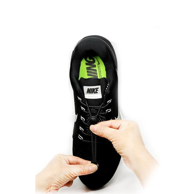 No Tie Elastic Shoelaces with Toggle Locks for Sneakers Running Walking Shoes - Black