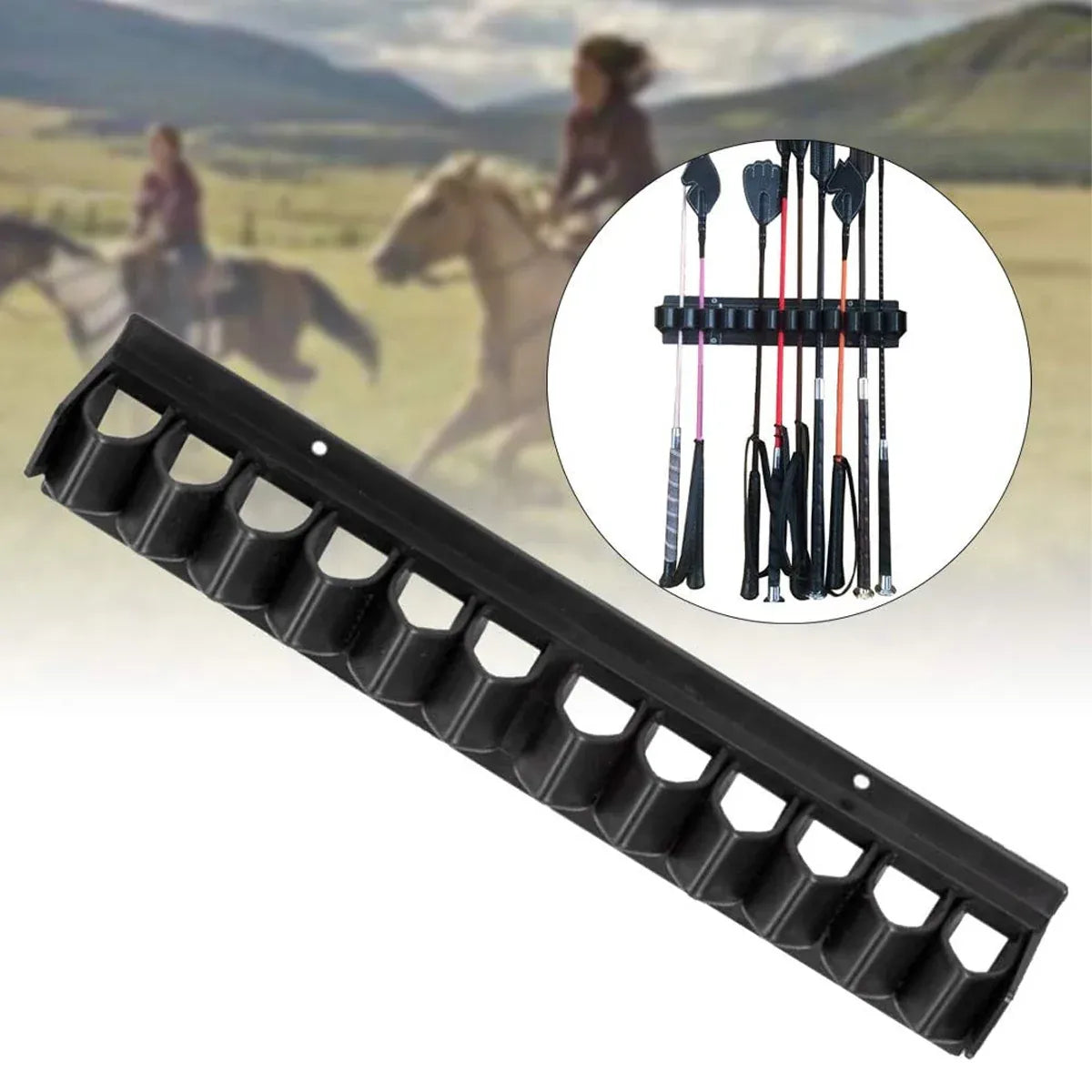 Wall-Mounted Horse Whip & Tack Storage Rack
