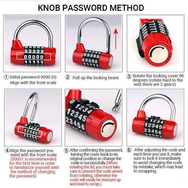 4 Digit Combination Padlock Wide Shackle Password Lock for Locker or Luggage - Blue — product photo 5