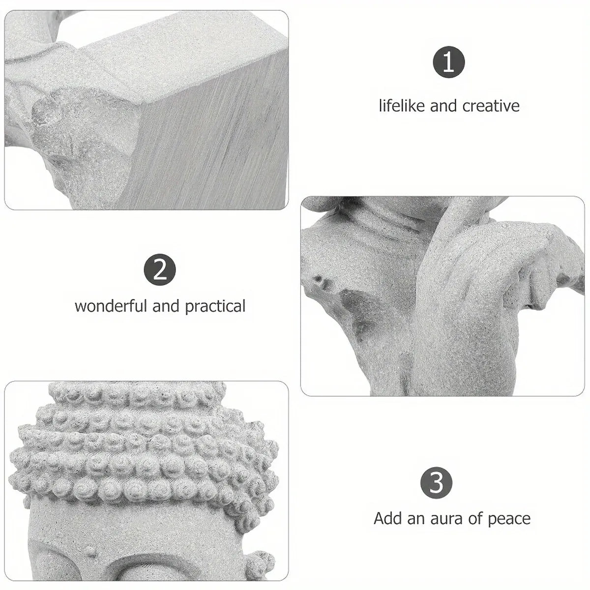Sakyamuni Buddha Stone-Powder Ornament & Plant Holder - product image 5 of 13