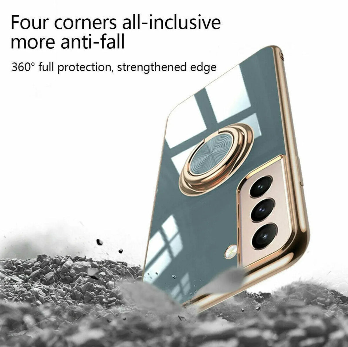 Magnetic Shockproof Ring Holder Case for Samsung Galaxy S22+ – Grey