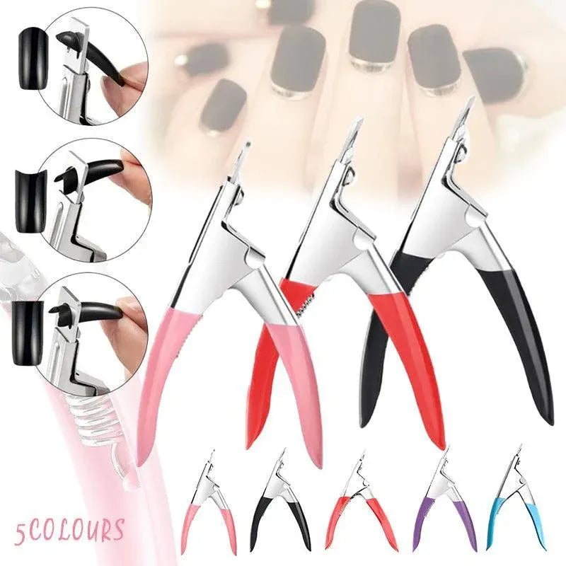 Acrylic Nail Tip Cutter False Nail Clipper U Shape Manicure Art Trimmer Tool - Blue