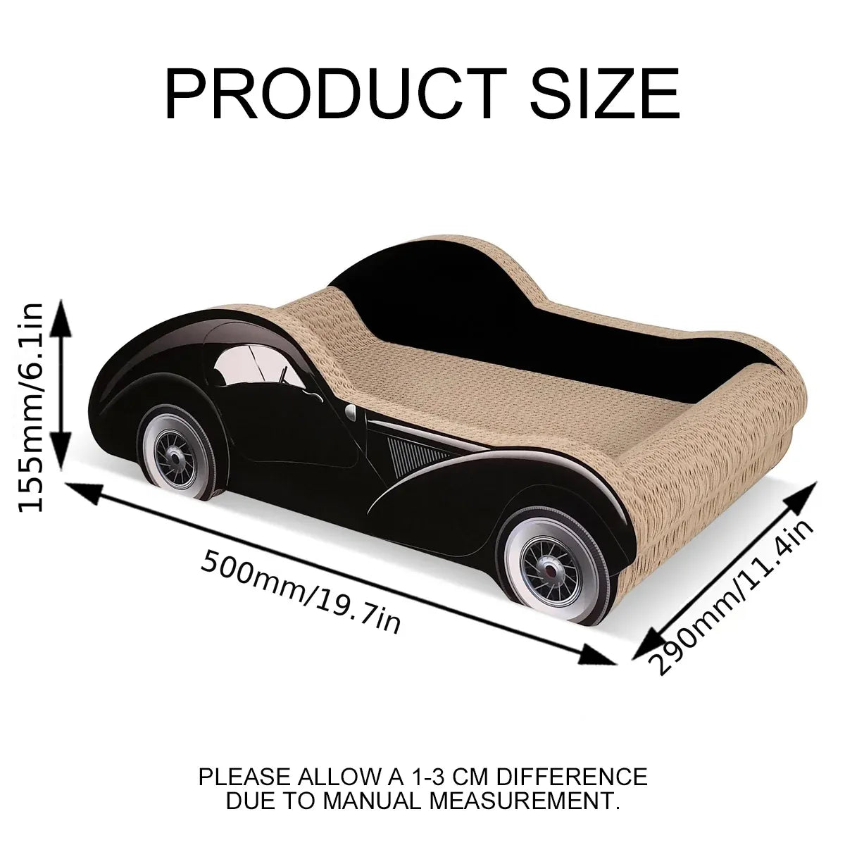 Curved Cardboard Cat Scratching Sofa - Black, 50 cm