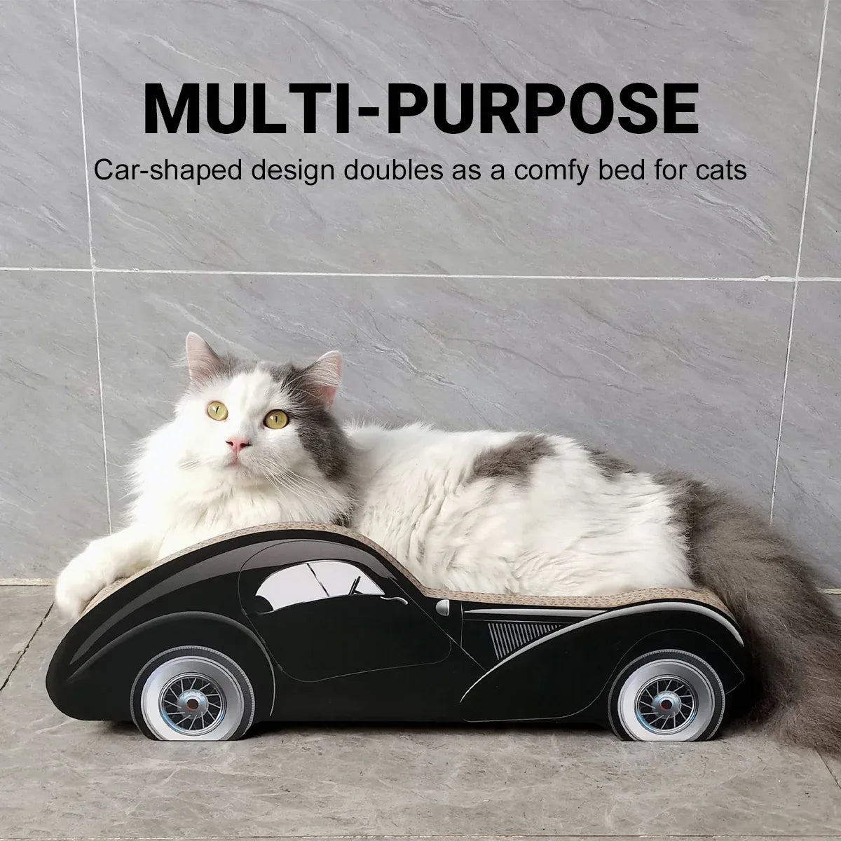 Curved Cardboard Cat Scratching Sofa - Black, 50 cm