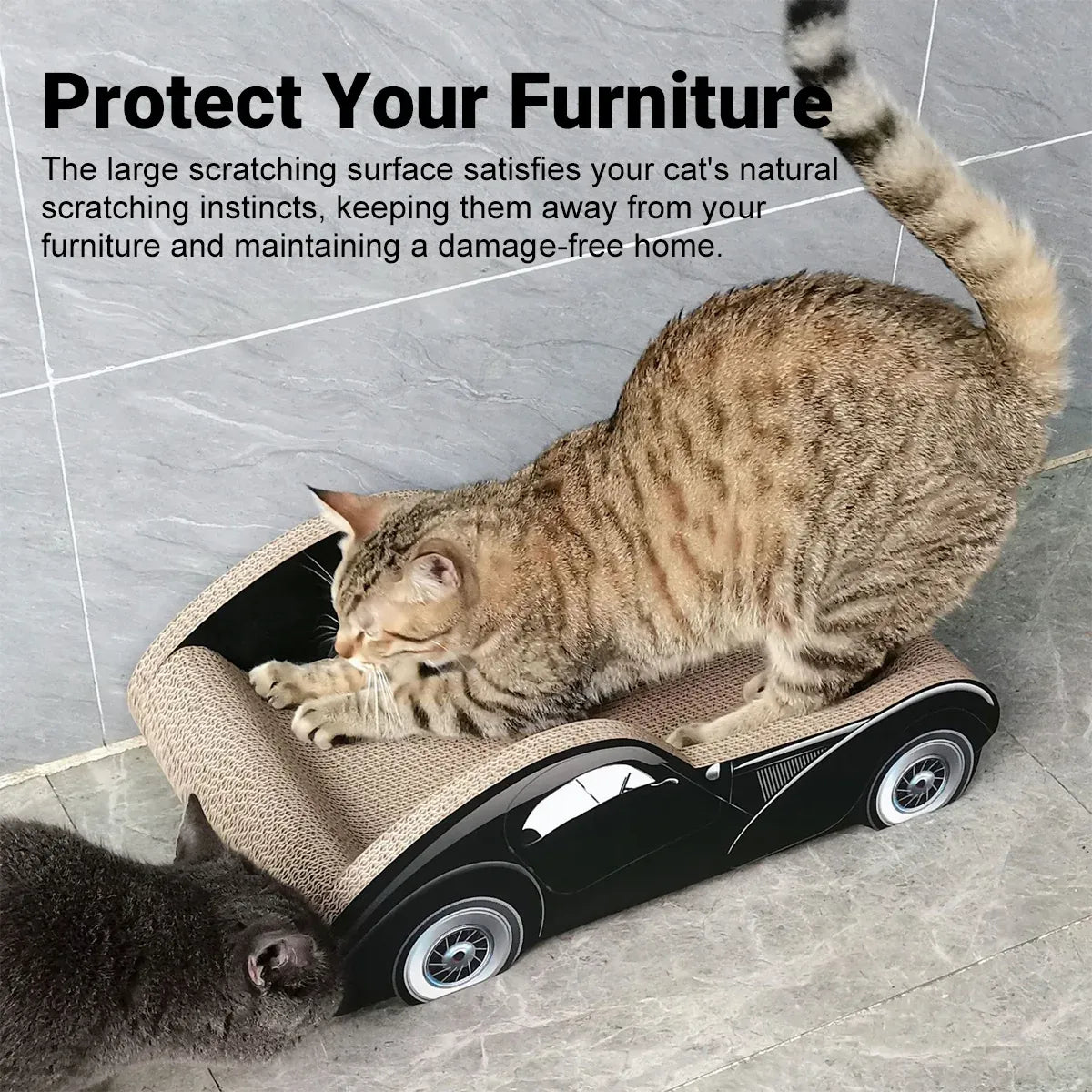 Curved Cardboard Cat Scratching Sofa - Black, 50 cm