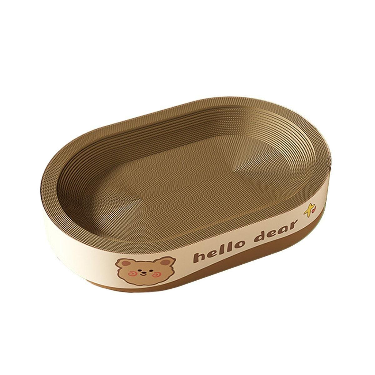 XL Bear-Style Oval Corrugated Cat Scratcher & Lounger - product photo 1 of 14