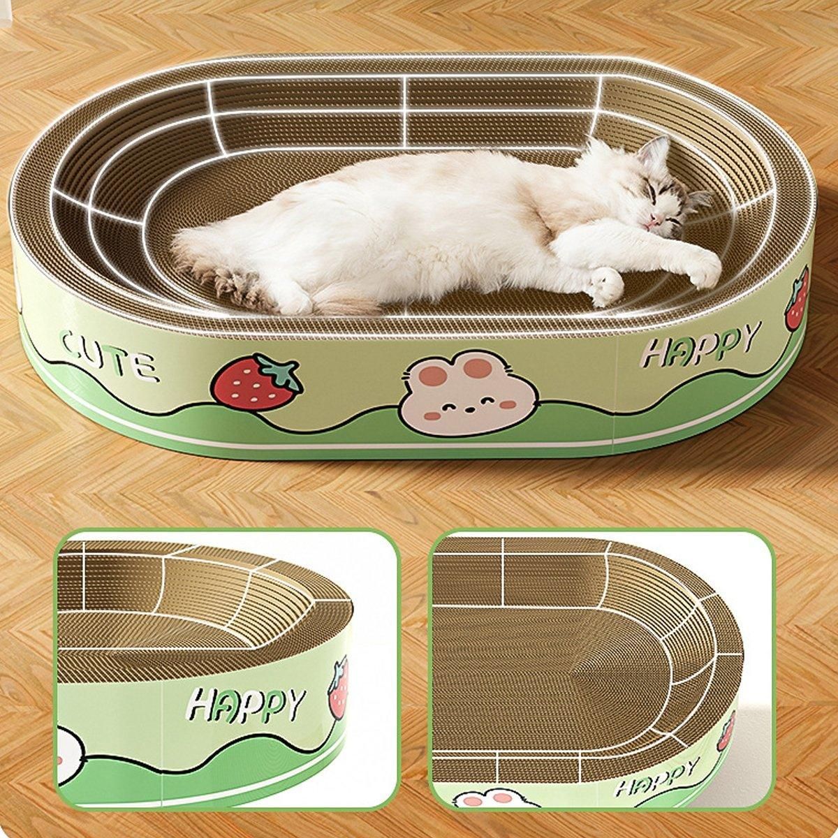XL Bear-Style Oval Corrugated Cat Scratcher & Lounger - product photo 5 of 14