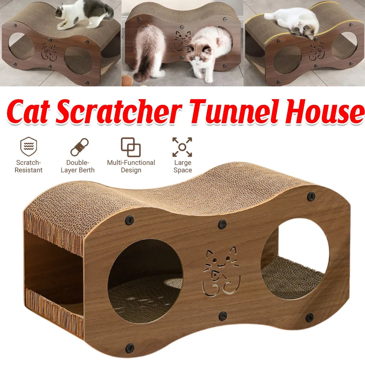 Cat Scratcher Lounge with Tunnel & Resting Pad - product photo 1 of 12