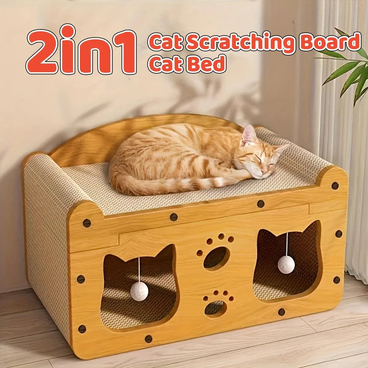 Cat Scratching Board & Lounge Bed with Resting Platform - product photo 1 of 13