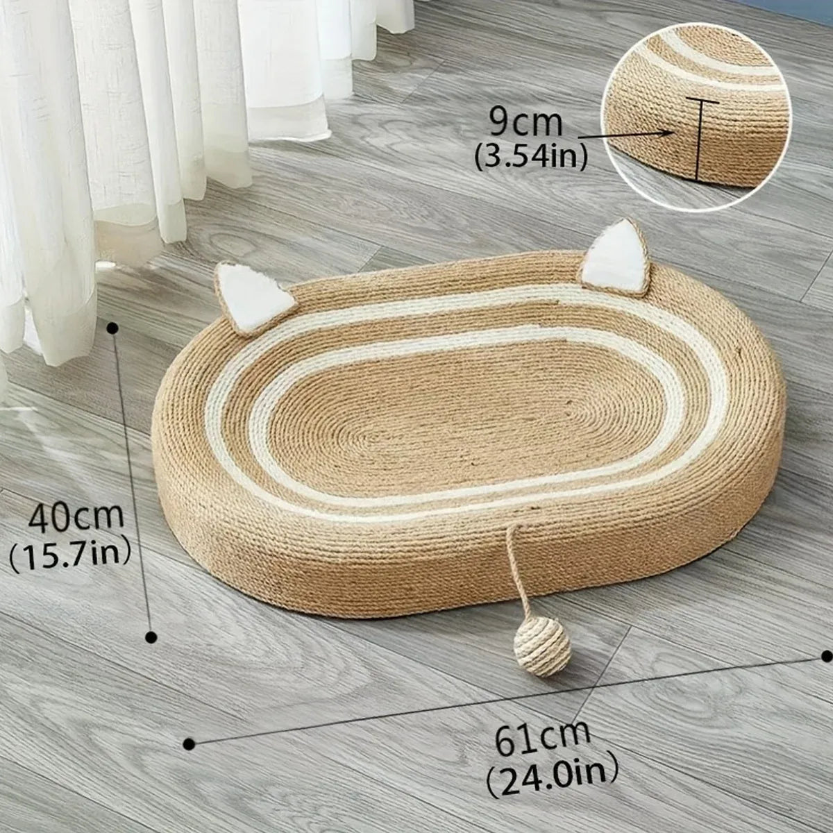 XL Sisal Cat Scratching Lounge Bed - 61 × 40 × 9 cm - product photo 3 of 15
