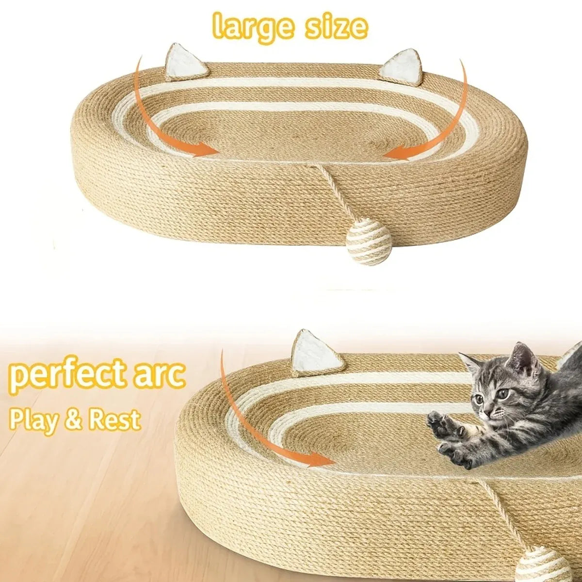 XL Sisal Cat Scratching Lounge Bed - 61 × 40 × 9 cm - product photo 4 of 15