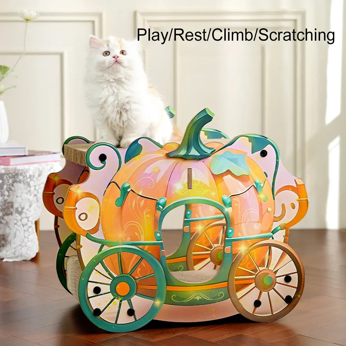 Pumpkin Cart Cat Scratcher & Bed - product photo 4 of 14