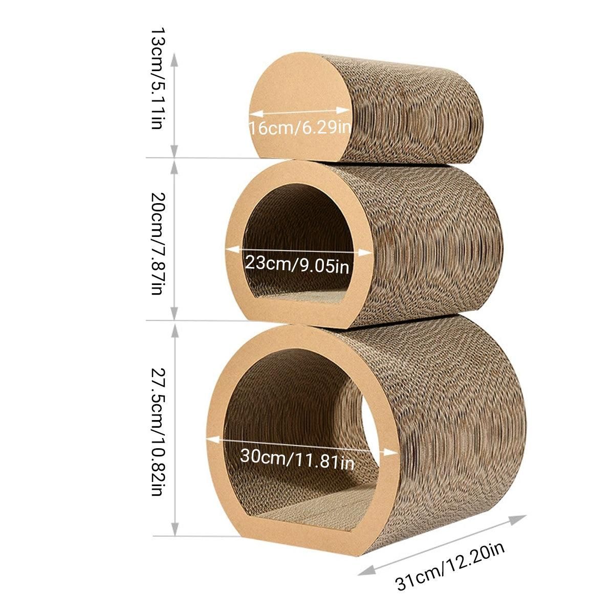 3-Piece Modular Cardboard Cat Scratching Tunnel Set - product photo 3 of 15
