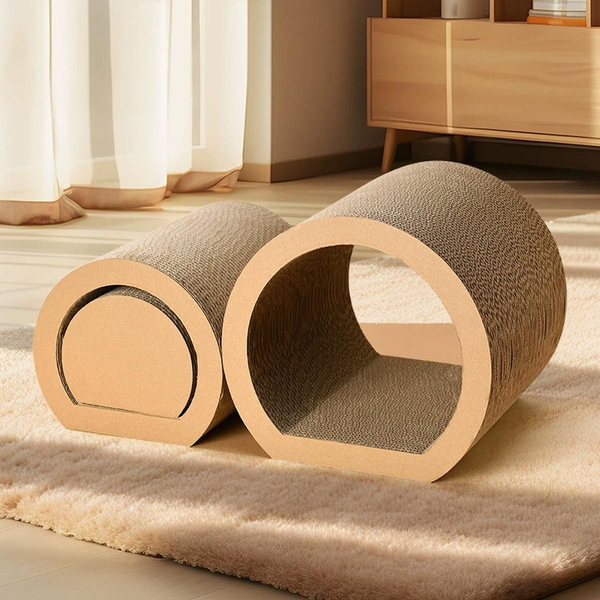 3-Piece Modular Cardboard Cat Scratching Tunnel Set - product photo 4 of 15