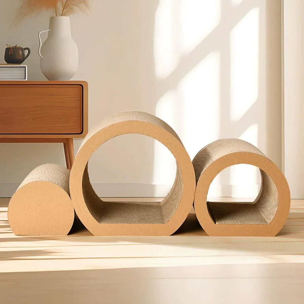 3-Piece Modular Cardboard Cat Scratching Tunnel Set - product photo 5 of 15