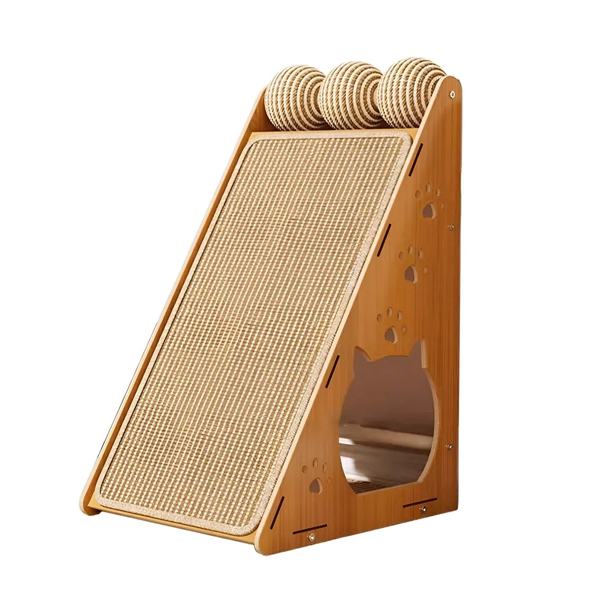Wall-Mountable Sisal Cat Scratching Panel with Toy Balls - 57 cm