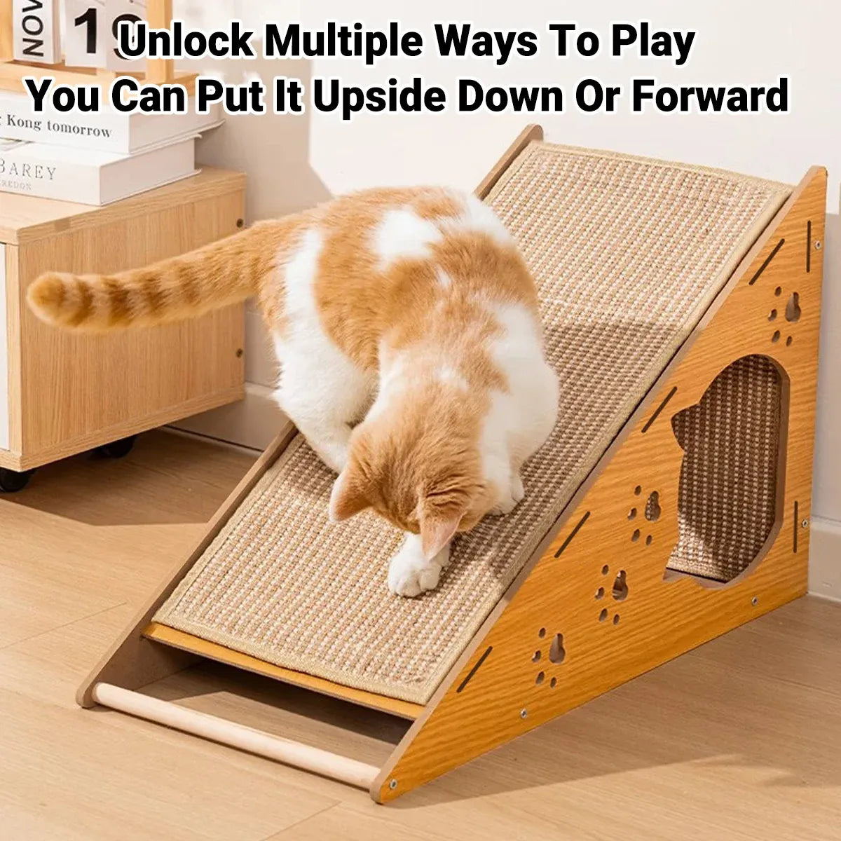 Wall-Mountable Sisal Cat Scratching Panel with Toy Balls - 57 cm