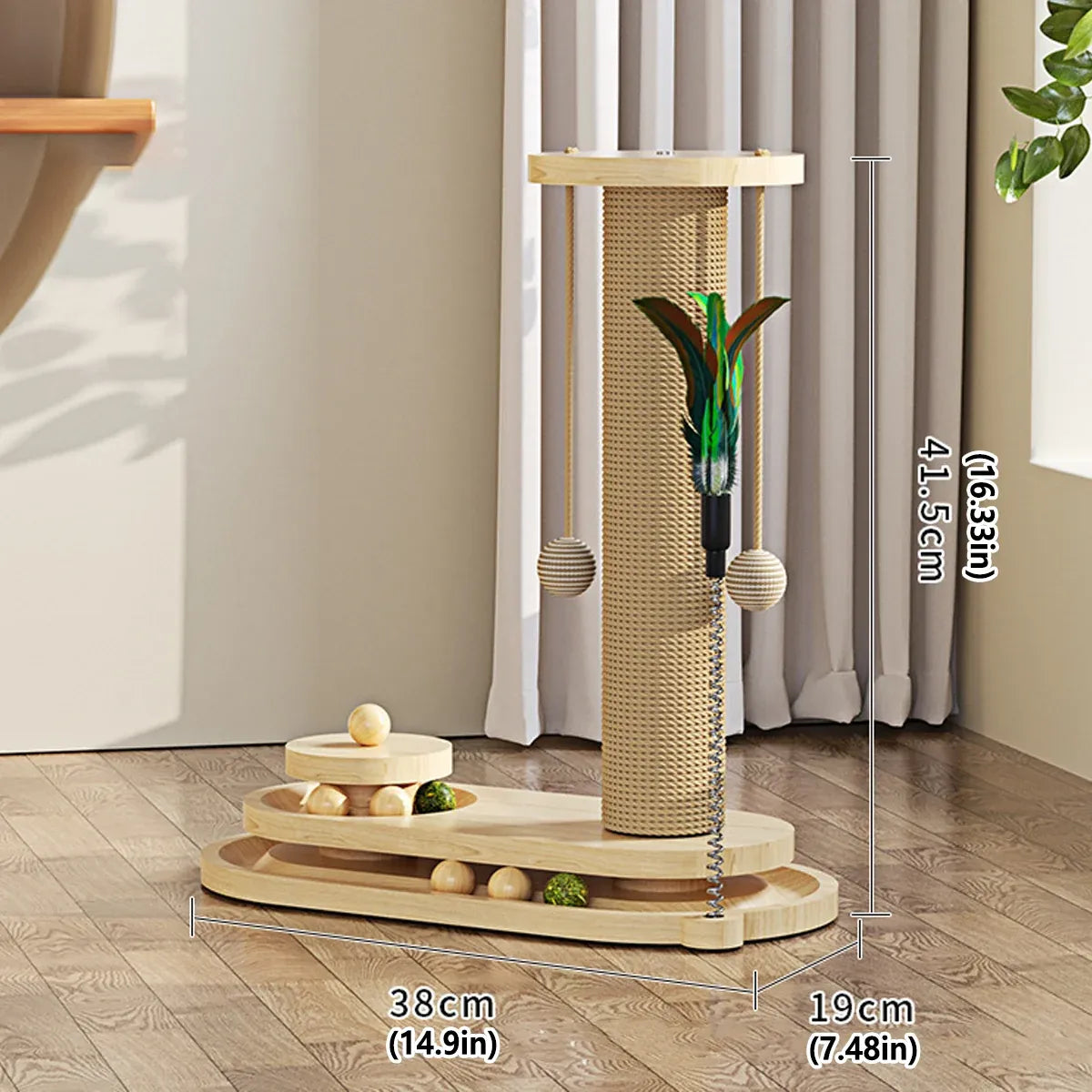Cat Scratching Post with Oval Turntable Toy - Single