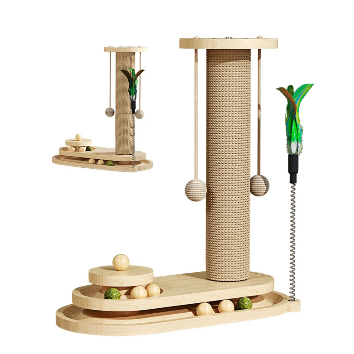 Cat Scratching Post with Oval Turntable Toy - Single