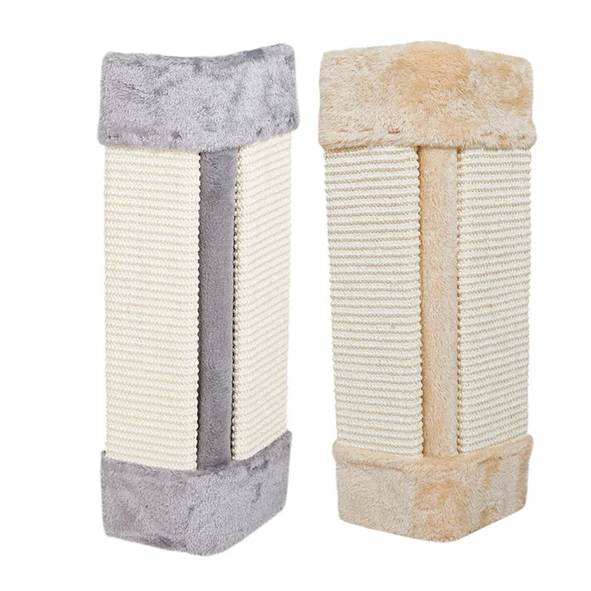 Foldable Sisal & Flannelette Cat Corner Scratching Board - Beige, 50 cm