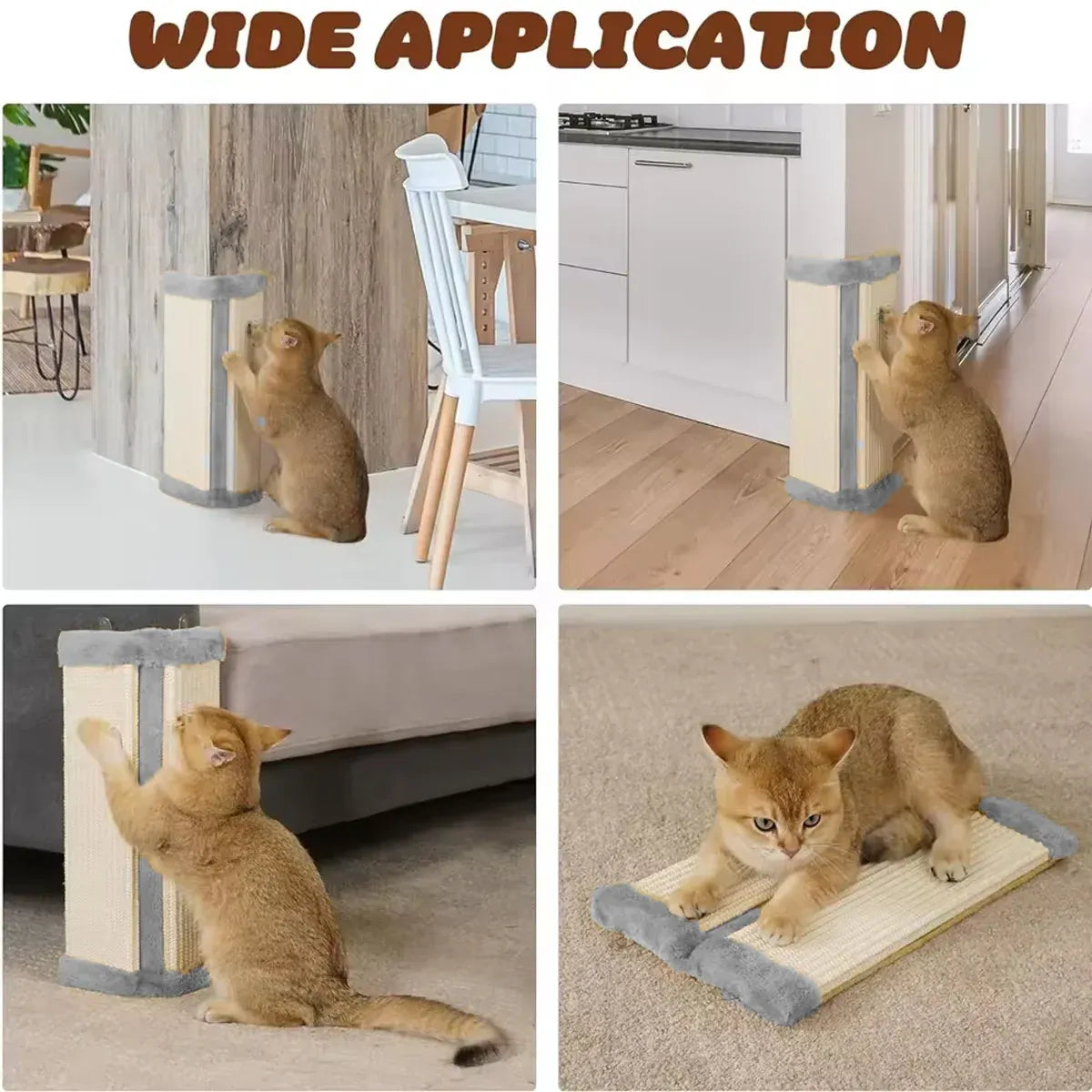 Foldable Sisal & Flannelette Cat Corner Scratching Board - Beige, 50 cm