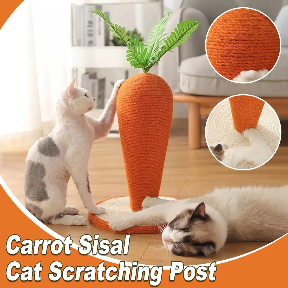 Carrot-Shaped Sisal Cat Scratching Post - product photo 1 of 13