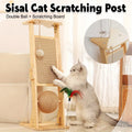 Wooden Corner Cat Scratching Panel with Hanging Toys - 70 cm