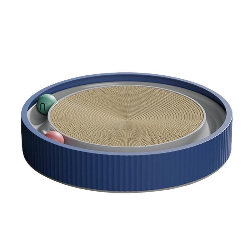 Round Cardboard Cat Scratcher & Ball Track Lounge - Blue, 40 cm