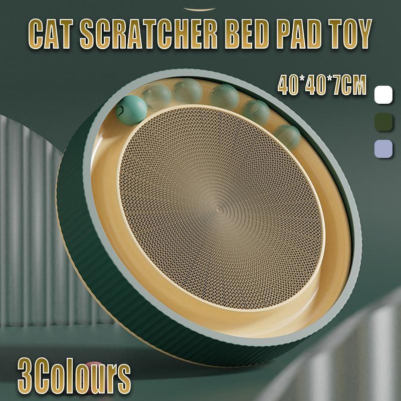 Round Cardboard Cat Scratcher & Ball Track Lounge - Blue, 40 cm