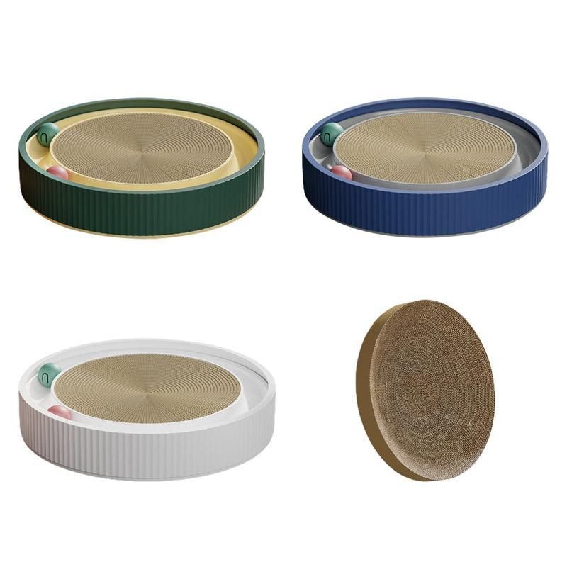 Round Cardboard Cat Scratcher & Ball Track Lounge - Blue, 40 cm