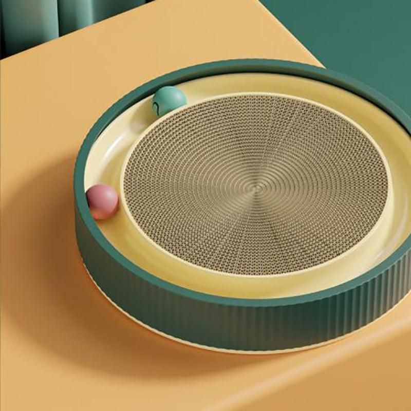 Round Cardboard Cat Scratcher & Ball Track Lounge - Blue, 40 cm