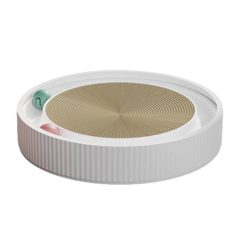 Round Cardboard Cat Scratcher & Ball Track Lounge - White, 40 cm