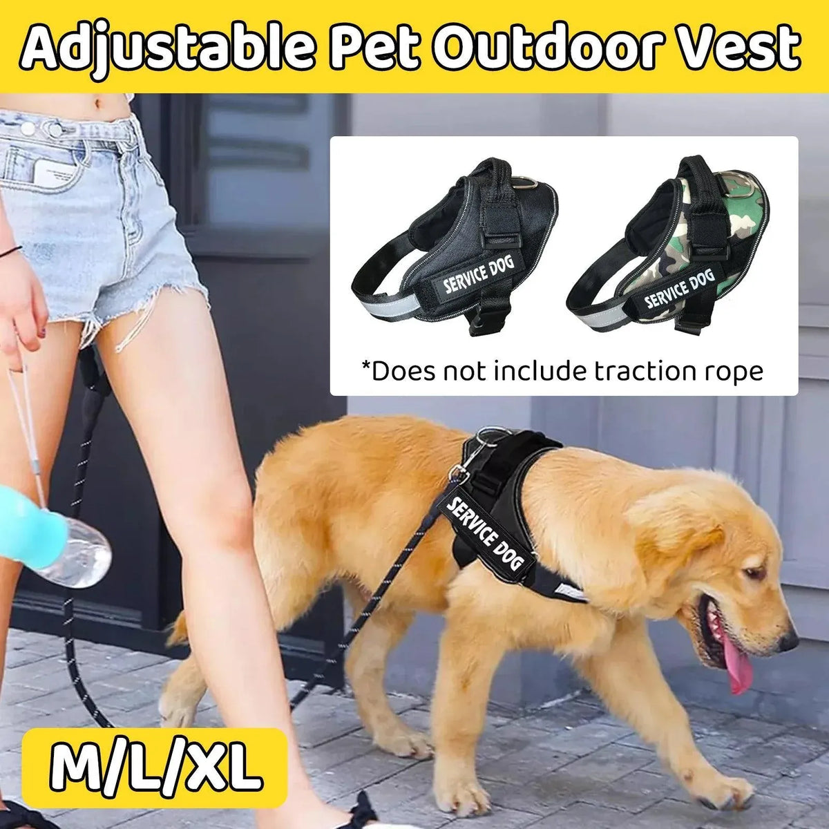 Adjustable Camouflage Dog Vest Harness, Large, Reflective Straps